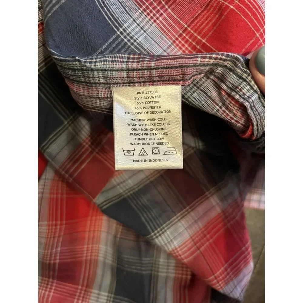 Levi's Men's Long Sleeve Pearl Snap Shirt Sz M Plaid Pockets - Picture 4 of 7